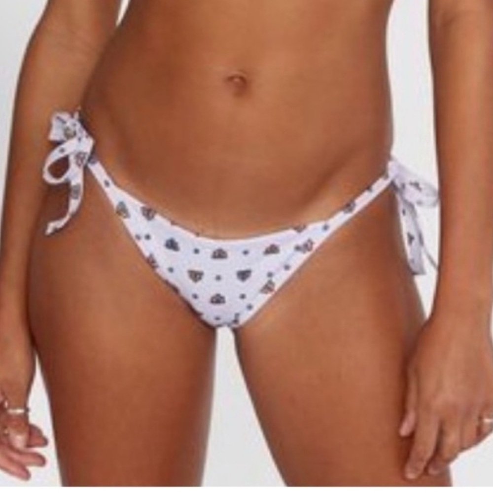 White Bikini Bottom with Black Print